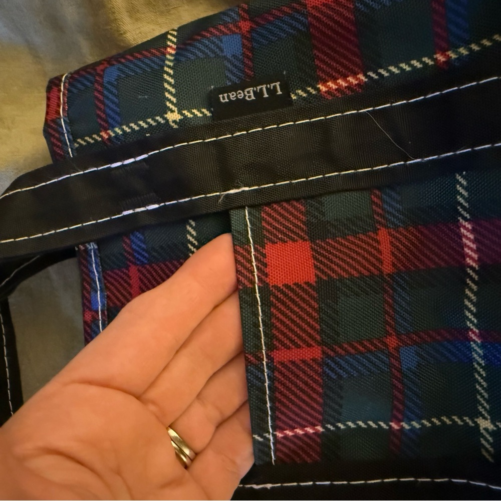L.L. Bean Mini Small Everyday Plaid Nylon Tote - Picture 3 of 5